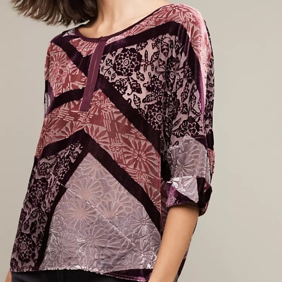 🆕️ Anthropologie Tiny Velvet Patchwork Blouse. NWT - Picture 14 of 14